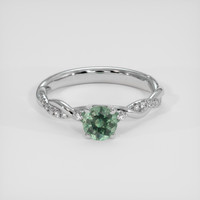 1.01 Ct. Bluish Green Sapphire Ring, 18K White Gold 1