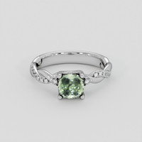 1.34 Ct. Green Sapphire Ring, 18K White Gold 1