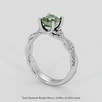 1.34 Ct. Green Sapphire Ring, 18K White Gold 2