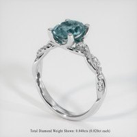 1.51 Ct. Greenish Blue Sapphire Ring, 18K White Gold 2