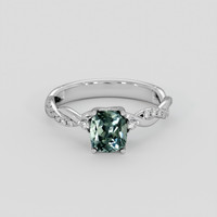 1.56 Ct. Bluish Green Sapphire Ring, 18K White Gold 1