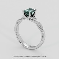 1.56 Ct. Bluish Green Sapphire Ring, 18K White Gold 2