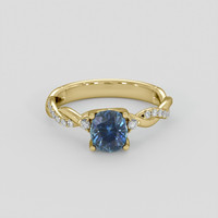 1.18 Ct. Greenish Blue Sapphire Ring, 10K Yellow Gold 1