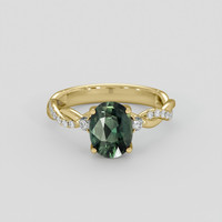 2.08 Ct. Green Sapphire Ring, 10K Yellow Gold 1