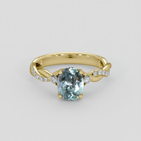 1.85 Ct. Greenish Blue Sapphire Ring, 10K Yellow Gold 1