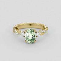 1.42 Ct. Green Sapphire Ring, 10K Yellow Gold 1