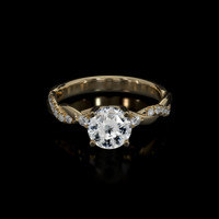 1.55 Ct. White Sapphire Ring, 10K Yellow Gold 1