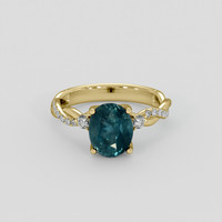 2.52 Ct. Bluish Green Sapphire Ring, 10K Yellow Gold 1