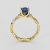 1.18 Ct. Greenish Blue Sapphire Ring, 14K Yellow Gold 3
