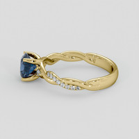 1.18 Ct. Greenish Blue Sapphire Ring, 14K Yellow Gold 4