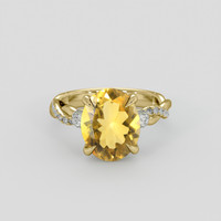 3.33 Ct. Yellow Citrine Ring, 14K Yellow Gold 1