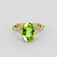 4.08 Ct. Green (Lime Green) Peridot Ring, 14K Yellow Gold 1
