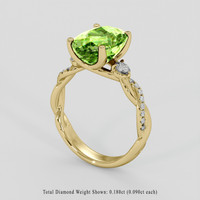 4.08 Ct. Green (Lime Green) Peridot Ring, 14K Yellow Gold 2