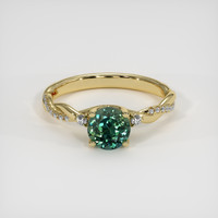 1.22 Ct. Bluish Green Sapphire Ring, 14K Yellow Gold 1