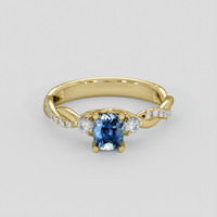 1.05 Ct. Blue Sapphire Ring, 14K Yellow Gold 1