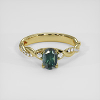 1.25 Ct. Bluish Green Sapphire Ring, 14K Yellow Gold 1