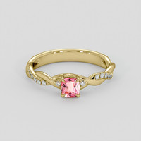 0.58 Ct. Padparadscha Sapphire Ring, 14K Yellow Gold 1