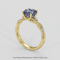 2.67 Ct. Greyish Blue Sapphire Ring, 14K Yellow Gold 2