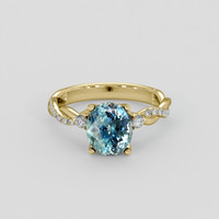 2.55 Ct. Greenish Blue Sapphire Ring, 14K Yellow Gold 1