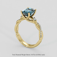 2.55 Ct. Greenish Blue Sapphire Ring, 14K Yellow Gold 2
