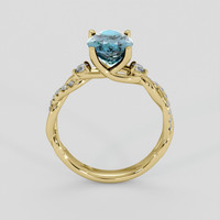 2.55 Ct. Greenish Blue Sapphire Ring, 14K Yellow Gold 3