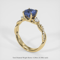 2.00 Ct. Blue Sapphire Ring, 14K Yellow Gold 2