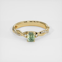 0.70 Ct. Yellowish Green Sapphire Ring, 14K Yellow Gold 1