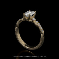 0.78 Ct. White Sapphire Ring, 14K Yellow Gold 2