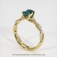 0.76 Ct. Greenish Blue Sapphire Ring, 14K Yellow Gold 2