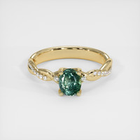 1.23 Ct. Bluish Green Sapphire Ring, 14K Yellow Gold 1