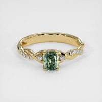 0.69 Ct. Green Sapphire Ring, 14K Yellow Gold 1