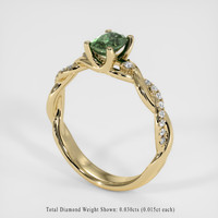 0.69 Ct. Green Sapphire Ring, 14K Yellow Gold 2