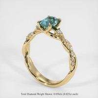0.90 Ct. Greenish Blue Sapphire Ring, 14K Yellow Gold 2
