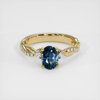 0.89 Ct. Greenish Blue Sapphire Ring, 14K Yellow Gold 1