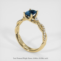0.89 Ct. Greenish Blue Sapphire Ring, 14K Yellow Gold 2