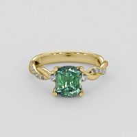 2.44 Ct. Bluish Green Sapphire Ring, 14K Yellow Gold 1