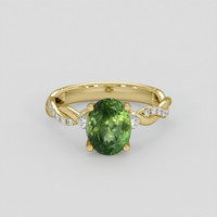 2.84 Ct. Yellowish Green Sapphire Ring, 14K Yellow Gold 1
