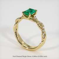 0.78 Ct. Emerald Ring, 18K Yellow Gold 2