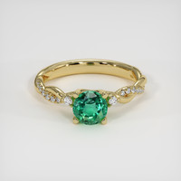 0.89 Ct. Emerald Ring, 18K Yellow Gold 1