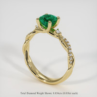 0.89 Ct. Emerald Ring, 18K Yellow Gold 2