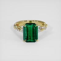 3.86 Ct. Emerald Ring, 18K Yellow Gold 1