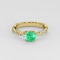 0.77 Ct. Emerald Ring, 18K Yellow Gold 1