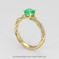 0.77 Ct. Emerald Ring, 18K Yellow Gold 2