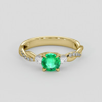 0.64 Ct. Emerald Ring, 18K Yellow Gold 1