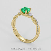 0.64 Ct. Emerald Ring, 18K Yellow Gold 2