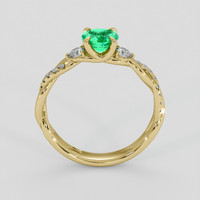 0.64 Ct. Emerald Ring, 18K Yellow Gold 3