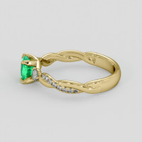 0.64 Ct. Emerald Ring, 18K Yellow Gold 4
