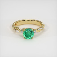 0.73 Ct. Emerald Ring, 18K Yellow Gold 1