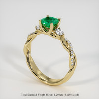 0.70 Ct. Emerald Ring, 18K Yellow Gold 2