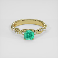 0.76 Ct. Emerald Ring, 18K Yellow Gold 1